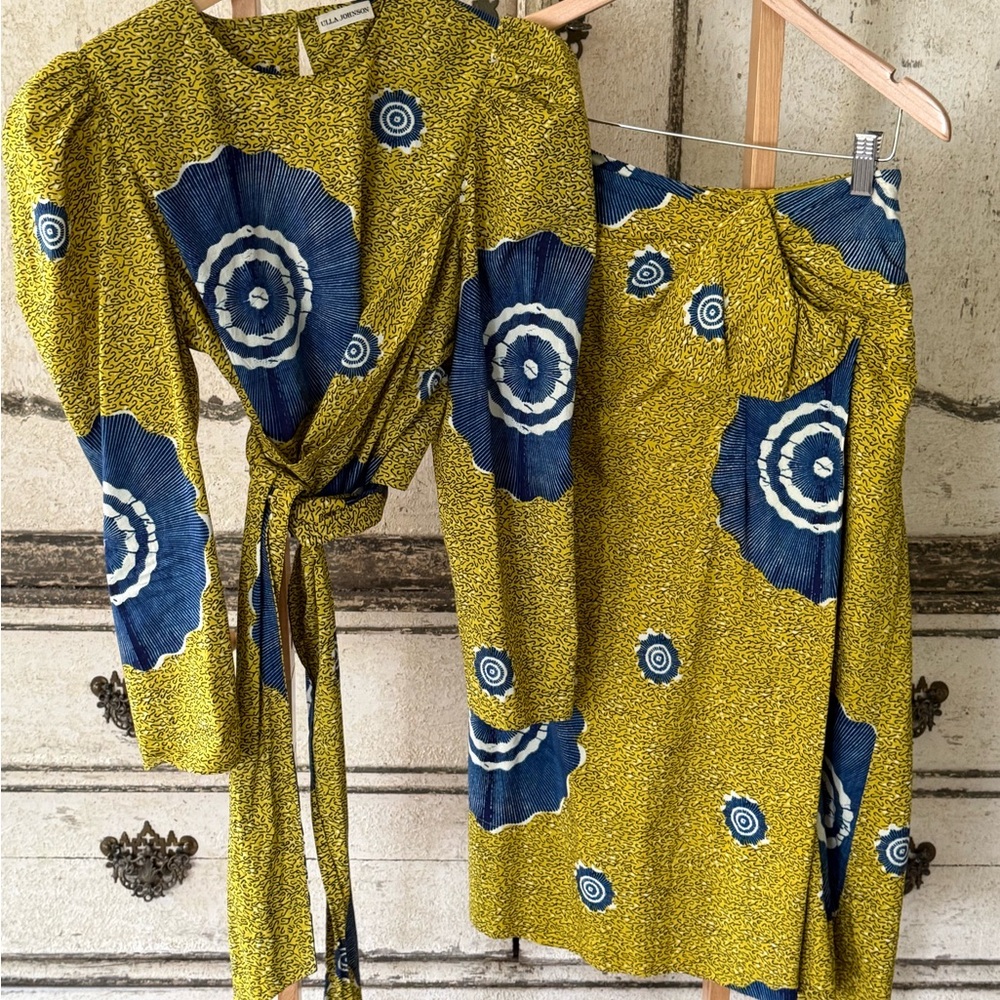 Ulla Johnson Yellow and Blue Patterned Top
